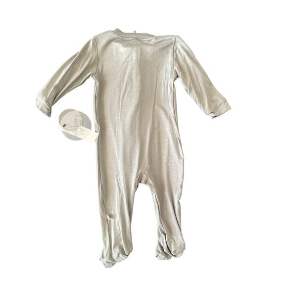 NWT Milkberry Sage Green Bamboo Footed Pajamas 6-9m - Picture 4 of 4